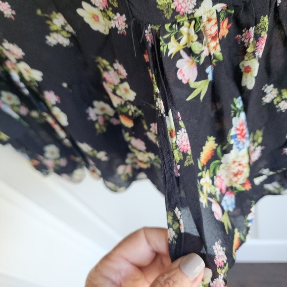 Zara Woman Tunic/Mini Dress with Neck Tie Floral and Hem Ruffle Print Size Med - Picture 6 of 9